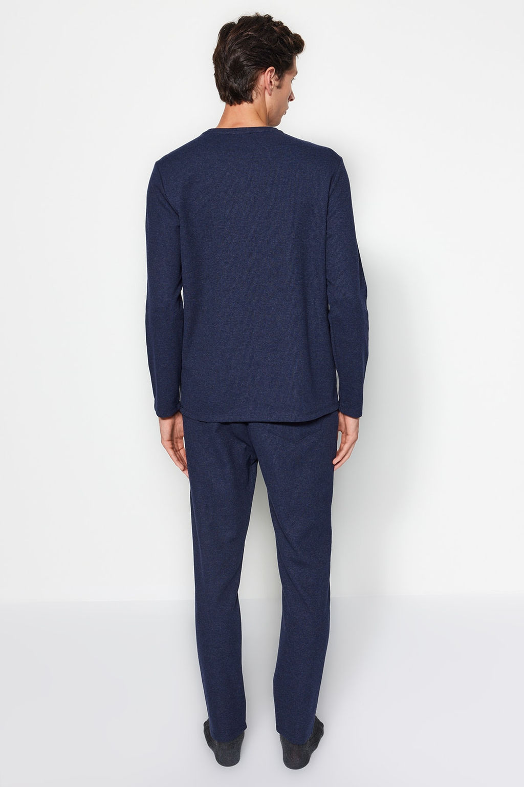 TRENDYOL MAN Siyah Regular Fit Waffle Orme Pijama Tak?m? TMNAW24PT00004 - Trendyolmilla фото 12