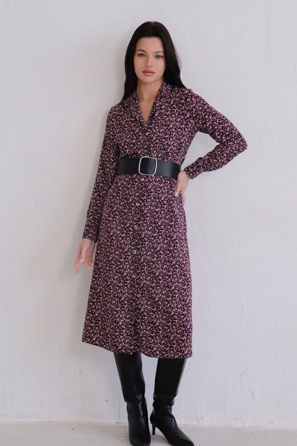 Платье-рубашка с английским воротником принт - Martichelli фото 310