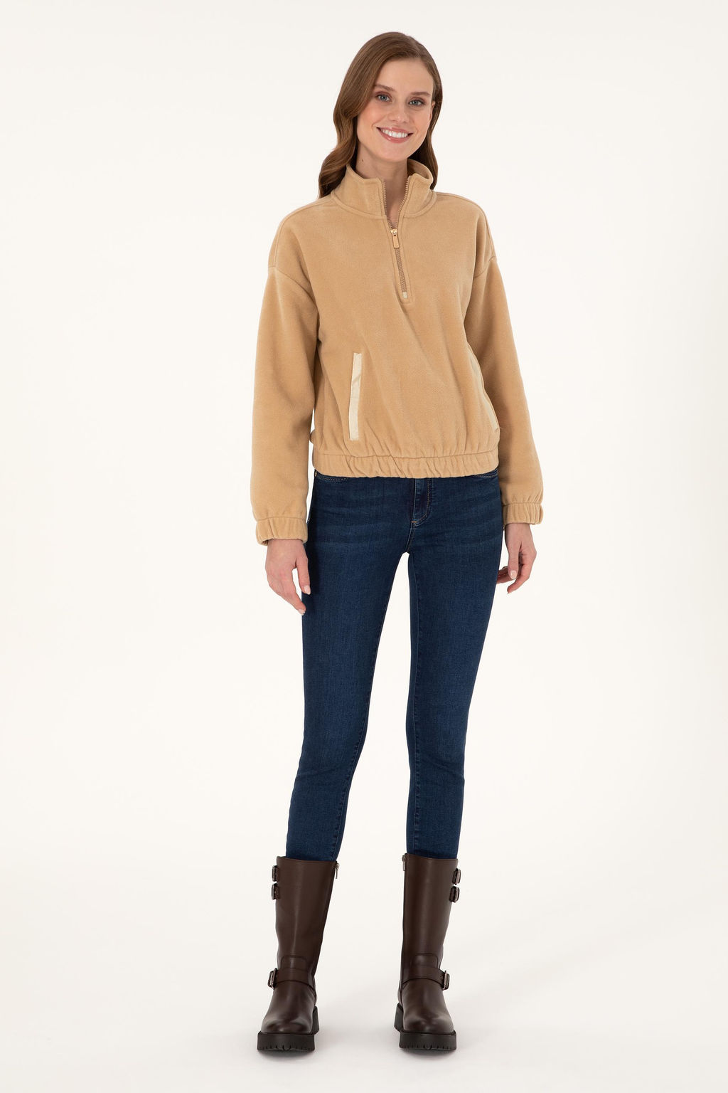 Женский свитшот песочного цвета Неожиданная скидка в корзине - U.s. polo assn фото 4