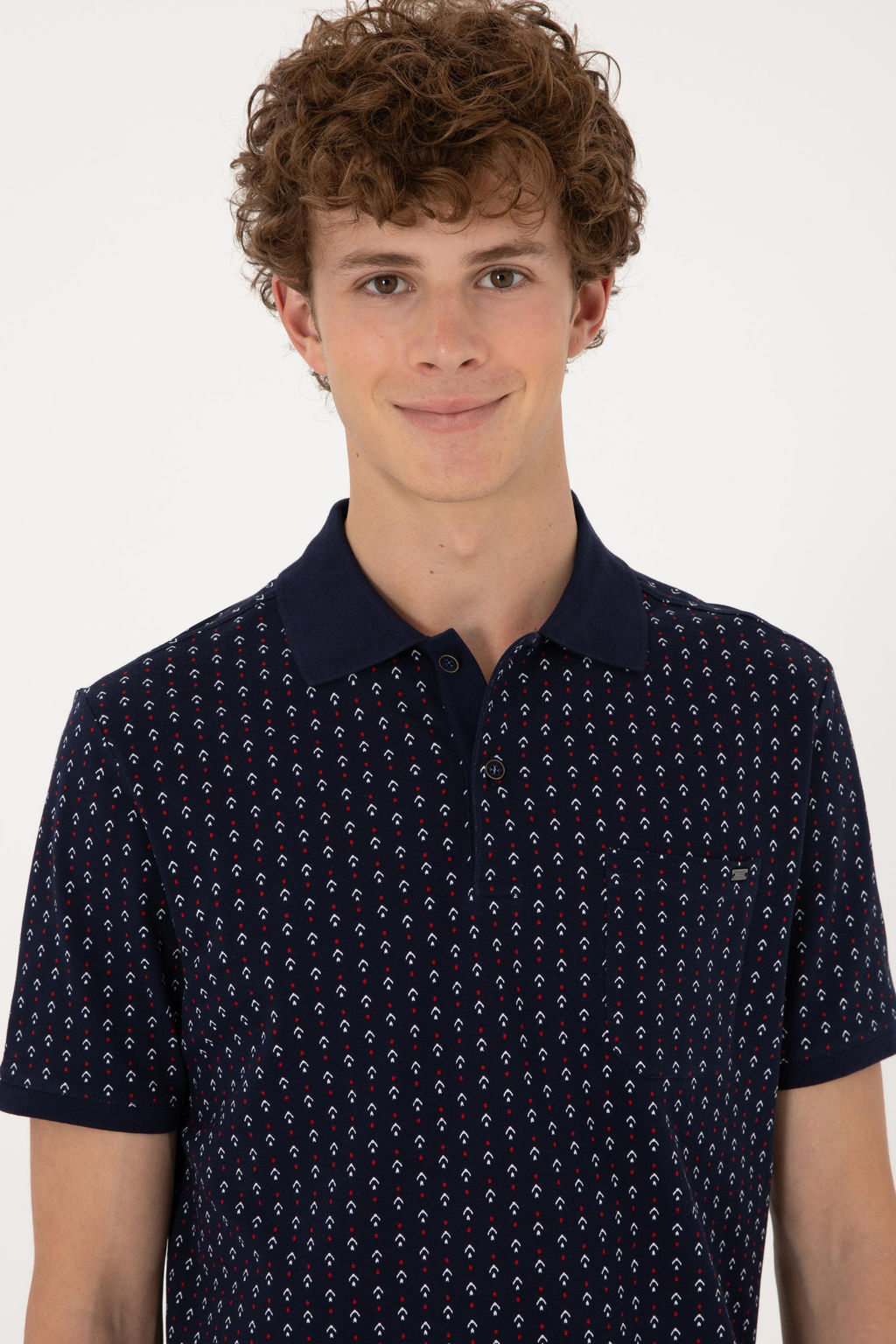 Erkek Regular Fit Polo Yaka Lacivert Desenli Ti__rt Sepette S_rpriz _ndirim - U.s. polo assn фото 2
