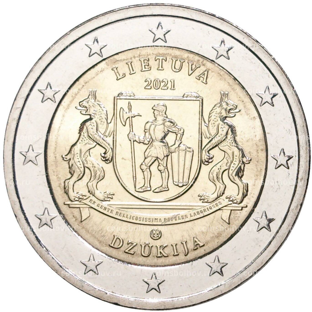 Монета 2 евро 2021 года Литва Литовские этнографические регионы Дзукия