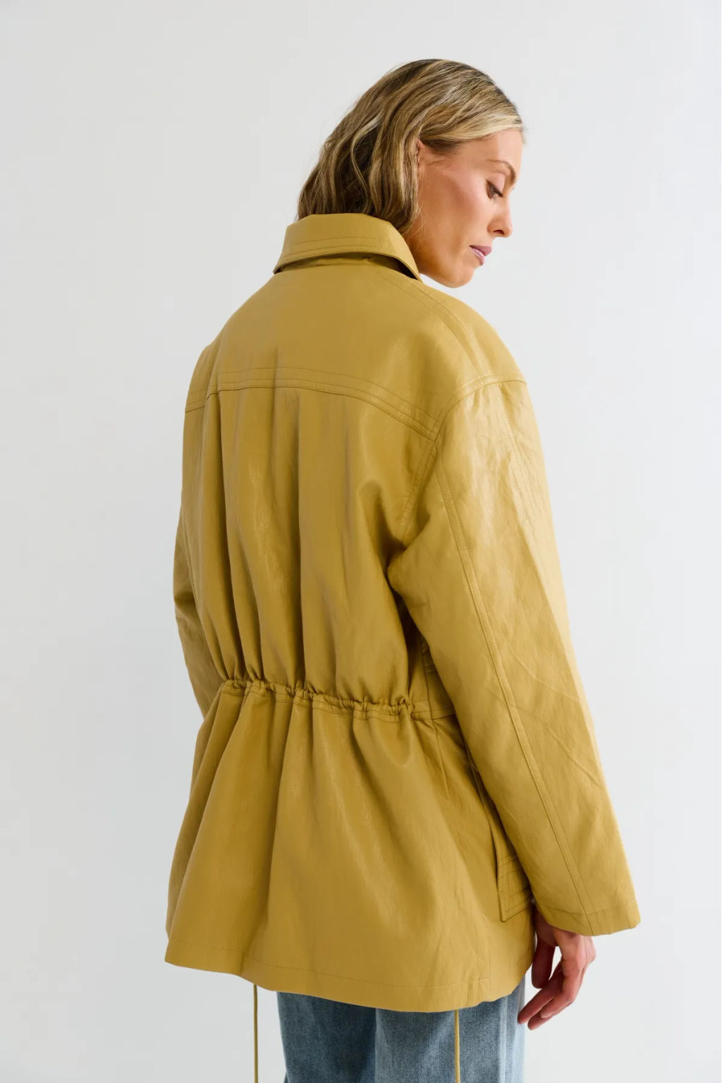 Утепленная парка из эко-кожи Soft Yellow - Erist store фото 6