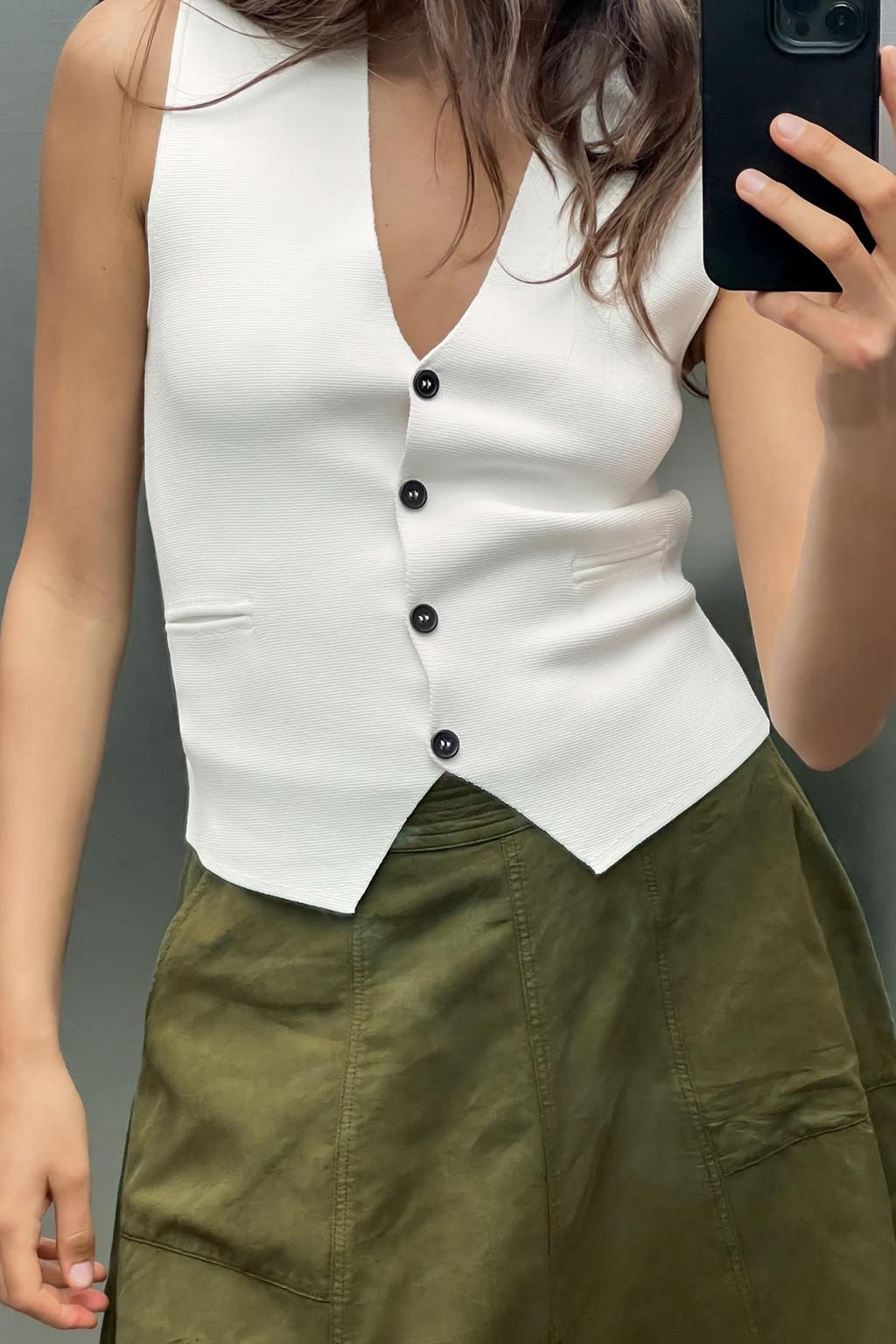 KNIT WAISTCOAT TOP WITH BACK TAB - Zara фото 2