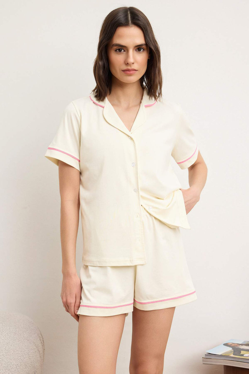 Murdum Premium Modal Pamuklu Biyeli Orme Pijama Tak?m? THMSS26PT00114 - Trendyolmilla фото 2