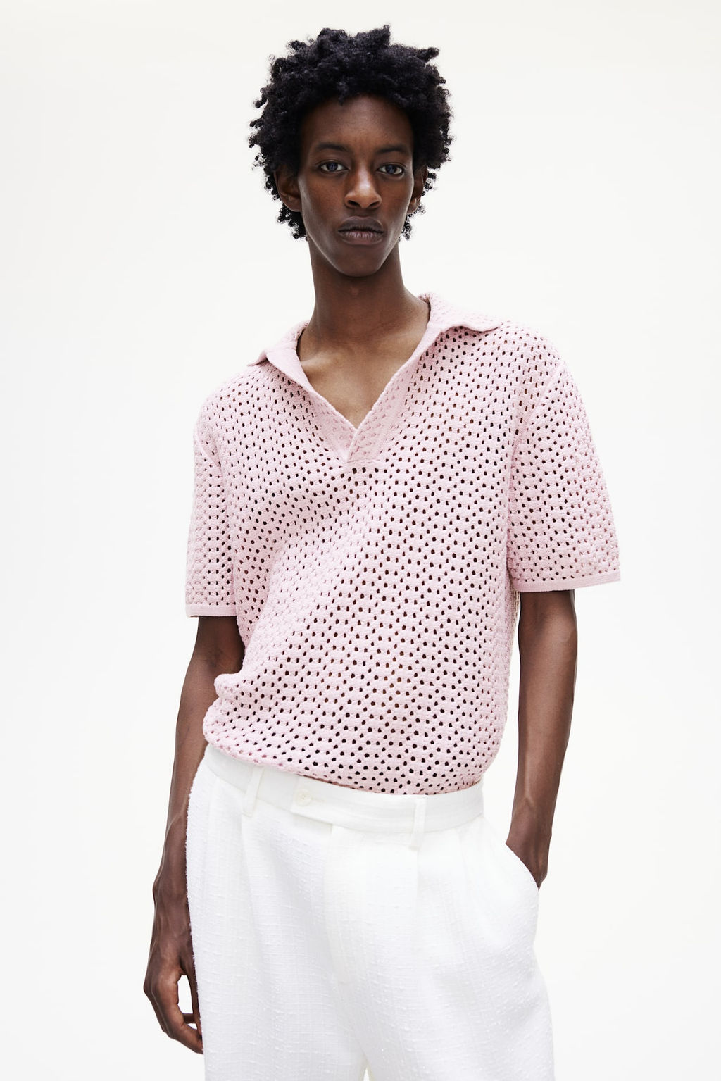 Polo en punto pointelle Loose Fit - H&m фото 2