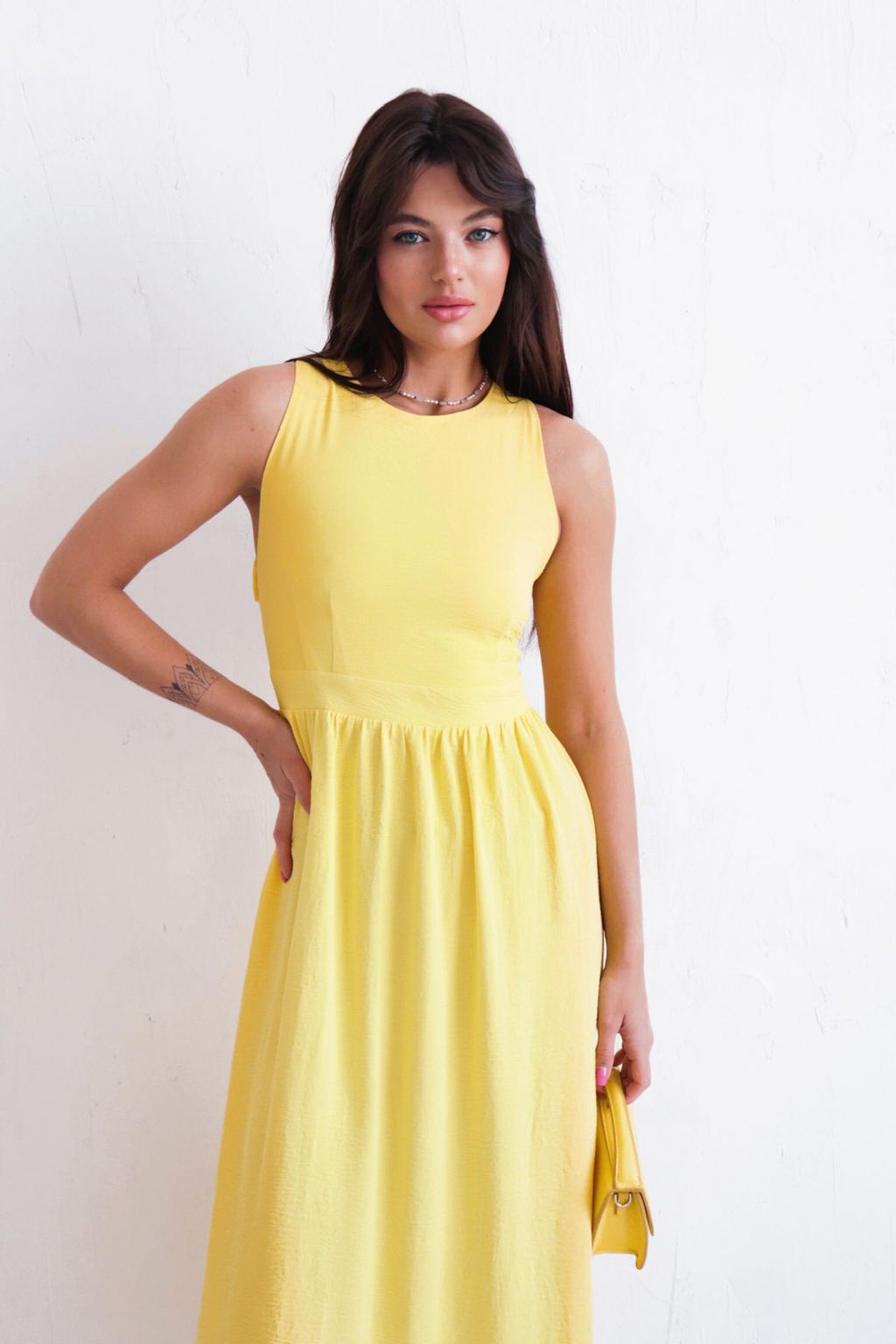 Платье с перекрещенными бретелями жёлтое - Martichelli фото 18
