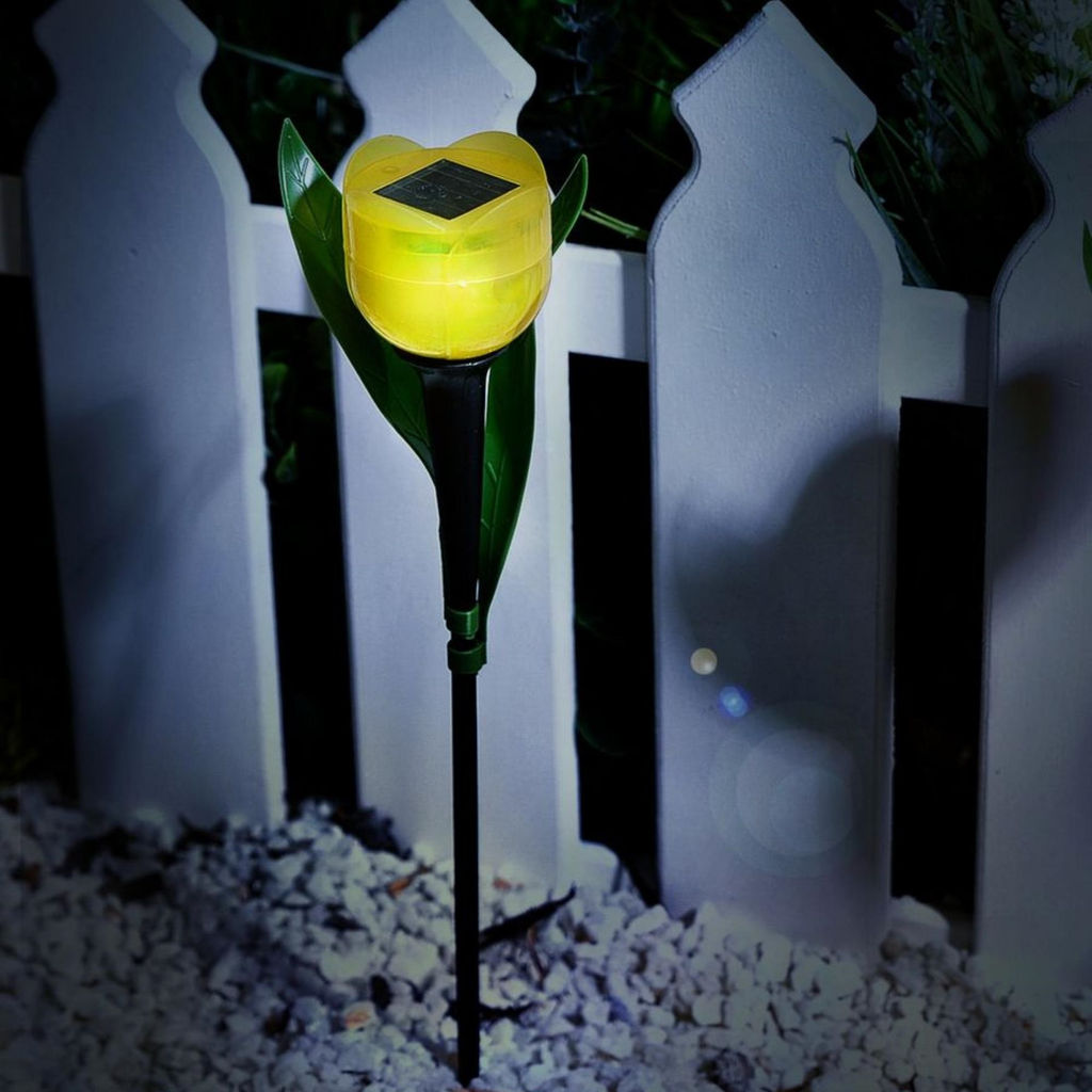 USL-C-452/PT305 YELLOW TULIP Садовый светильник на солнечной батарее Желтый тюльпан. Белый свет. 1*LR аккумулятор в/к. IP44. TM Uniel. - Volpe фото 4