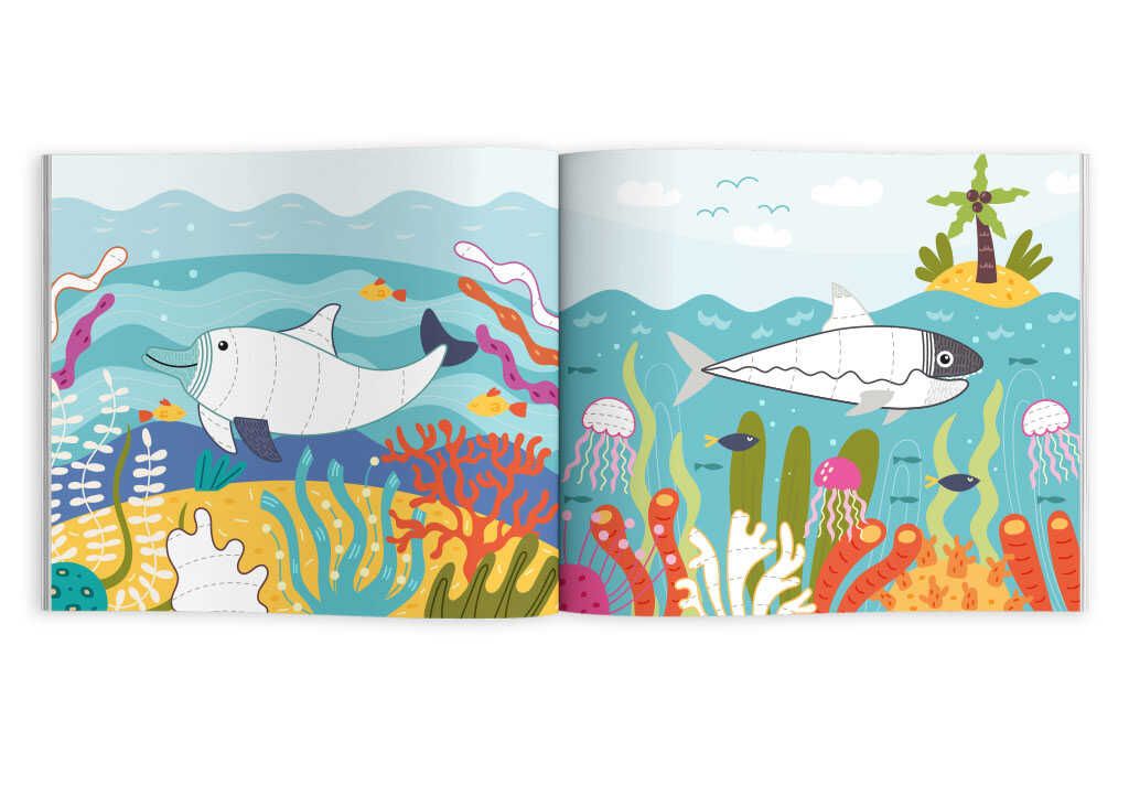 Книжка для раскрашивания. Серия Штриховалки арт. 59038 МОРСКИЕ ЖИВОТНЫЕ - Феникс+ фото 2