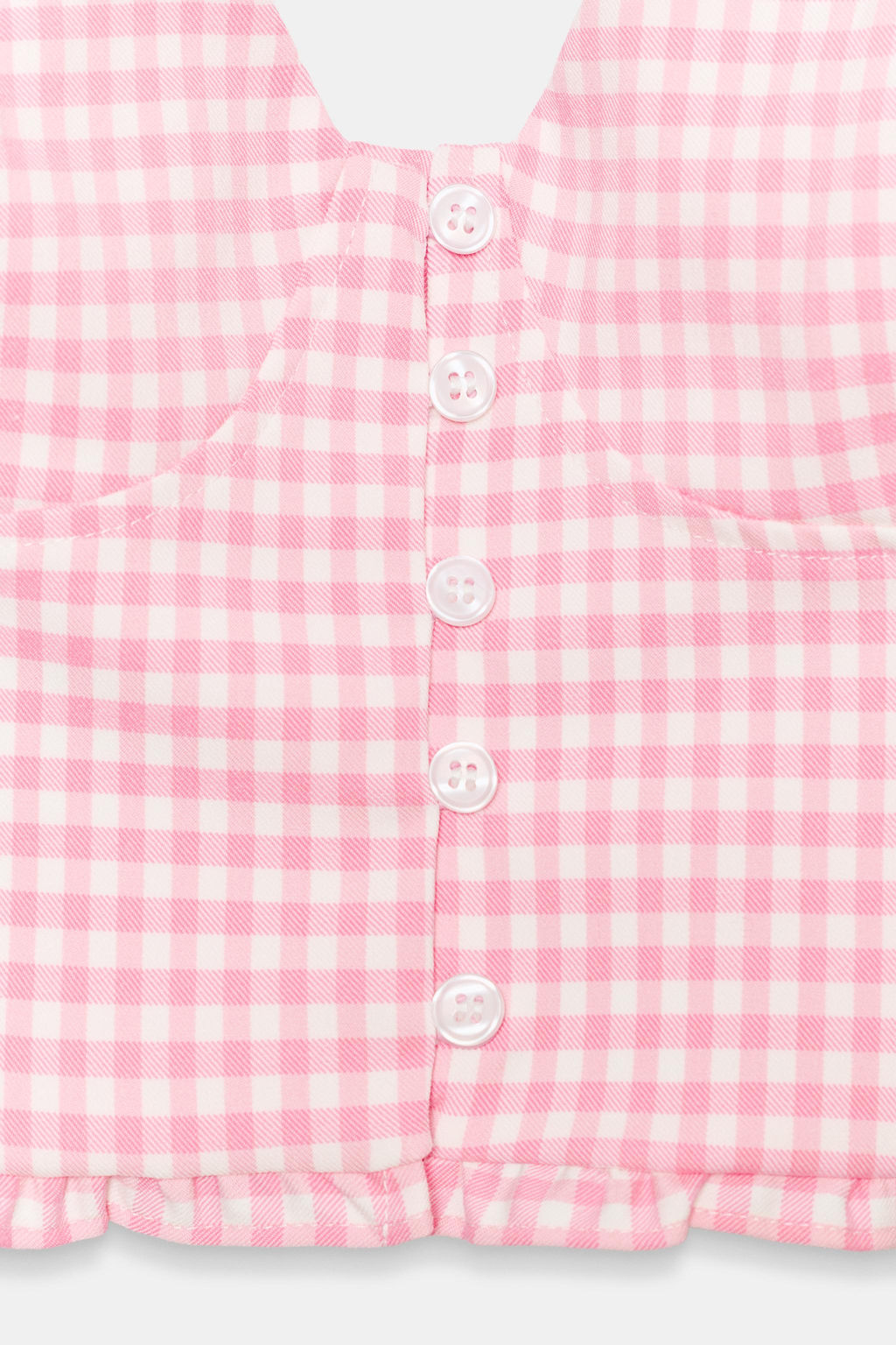 TOP CROP VOLANTE CUADRO VICHY / Rosa