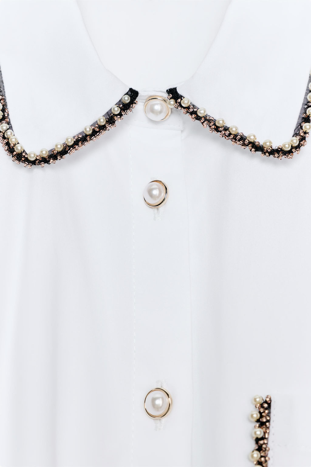 BEADED POPLIN BALLOON SHIRT - Zara фото 7