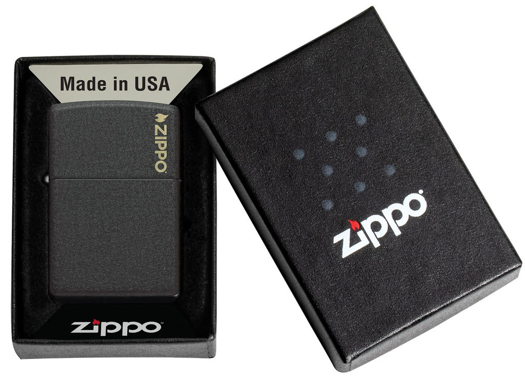Зажигалка ZIPPO Логотип с черным покрытием с кракелюром | Logo Black Crackle 236ZL  фото 6