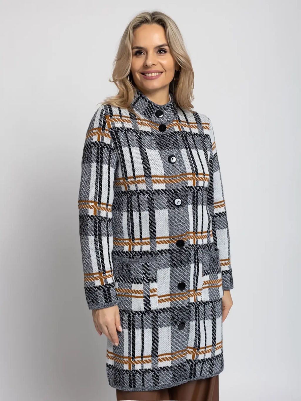 Кардиган В 1579/черн-горчич