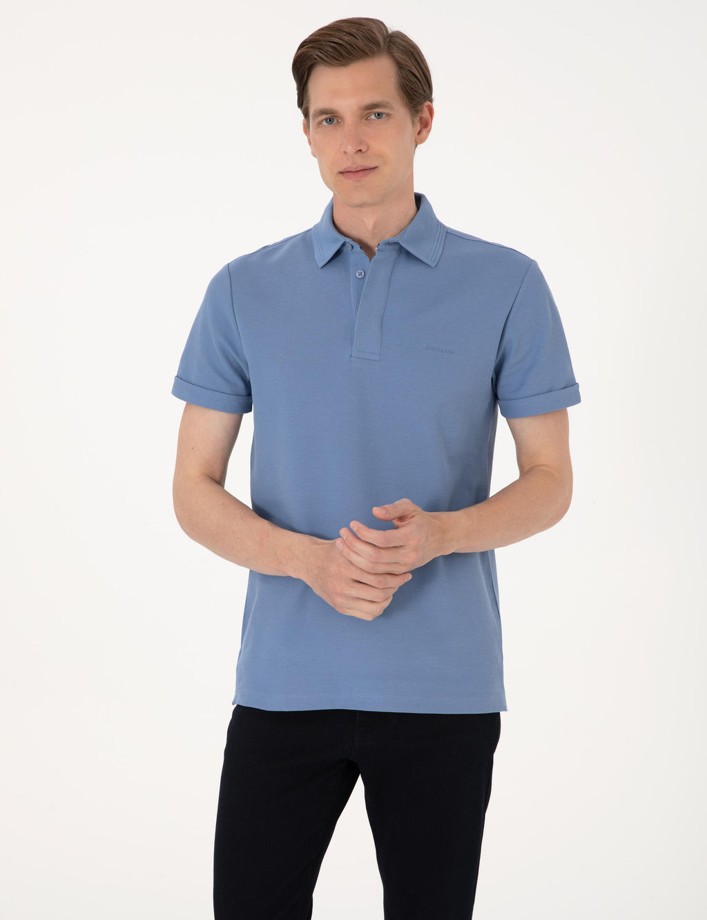 Mavi Slim Fit %100 Pamuk K_vr_lmaz Amerikan Pike Polo Yaka Basic Ti__rt
