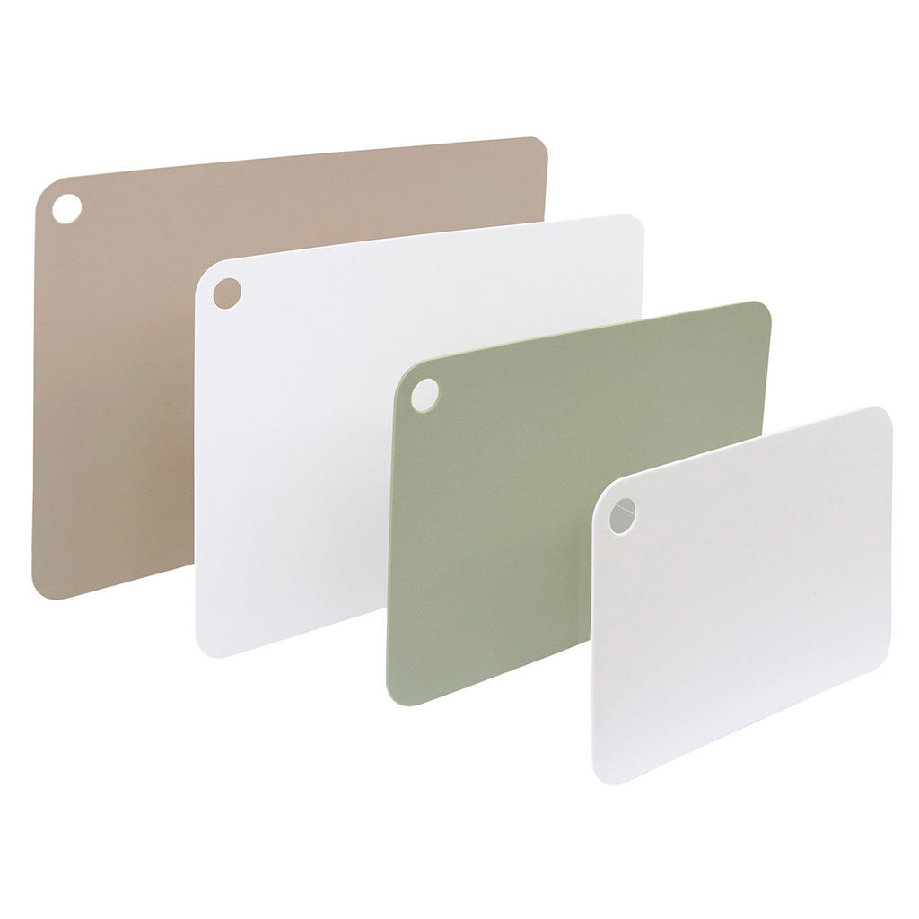 51767 WERNER Набор гибких разделочных досок RAMO из 4 шт.: 40,0x28,5x0,2 см, 35,0x25,0x0,2 см, 30,0x21,2x0,2 см, 25,0x17,5x0,2 см. Цвета: коричневый, белый, зеленый. Материал: полиэтилен.  фото 6