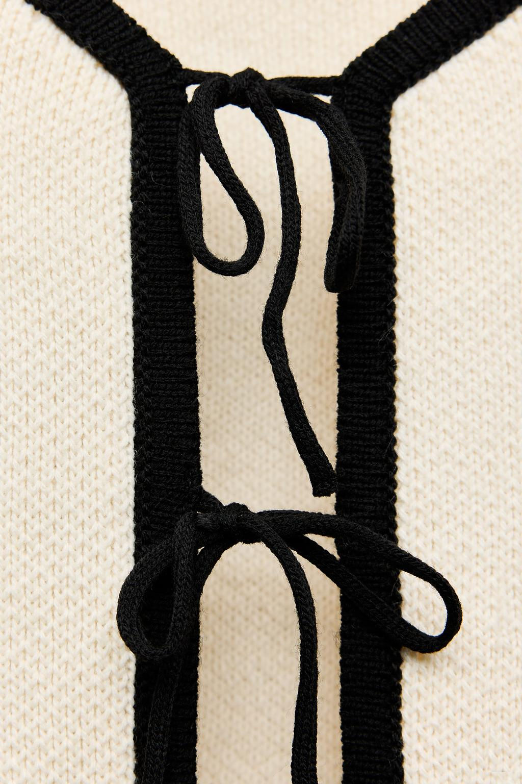 KNIT CARDIGAN WITH TIES - Zara фото 6