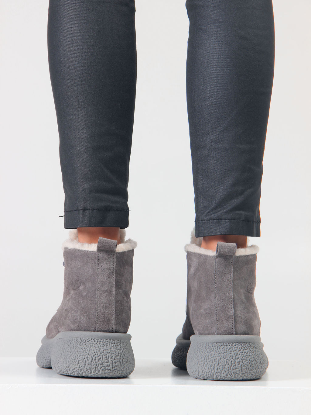 Ботинки 308.агата gr. серый замок замша/Мех