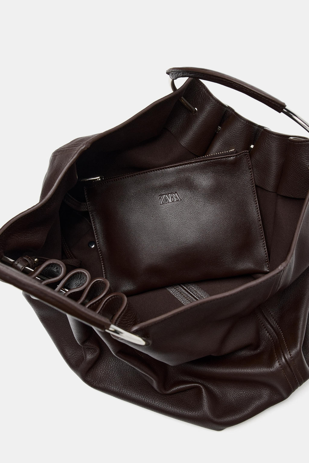 RIGID STRAP LEATHER BUCKET BAG - Zara фото 7