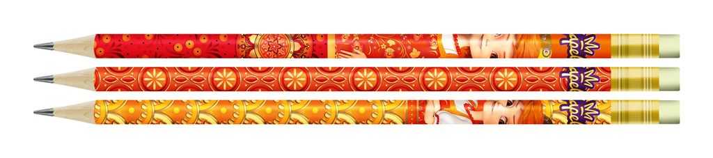 ВКФ Царевны TSR-3P-03 Набор графитных карандашей круглые с ластиком ОПП Варя заточенный ТМ (HB) 10 х 3 шт. Hot Print