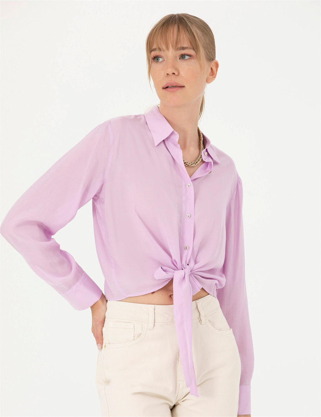 Lila Regular Fit Uzun Kollu G_mlek - Pierre cardin фото 3