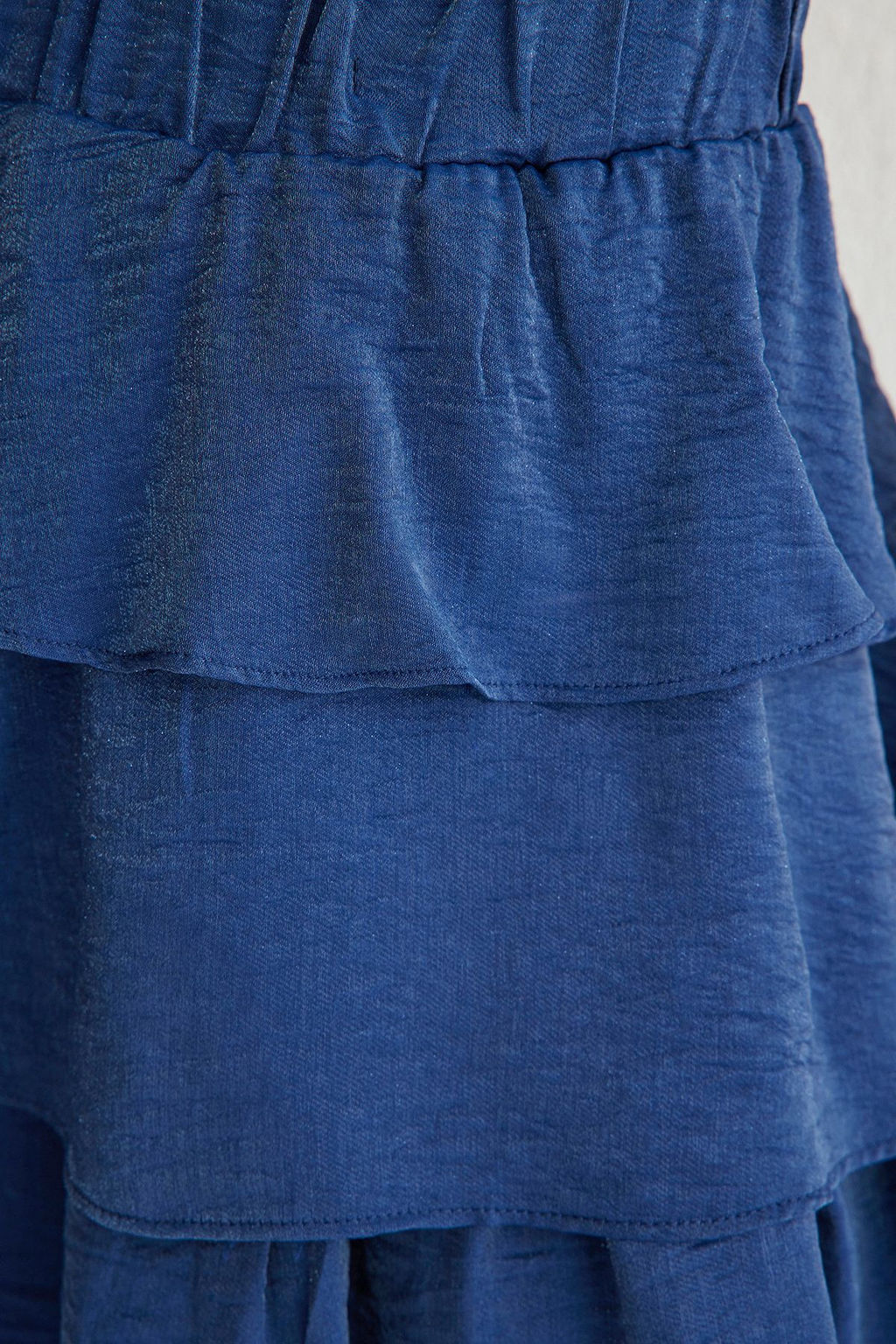 TRENDYOLMILLA Lacivert Etegi F?rf?r Detayl? Beli Lastikli Mini Boy Dokuma Etek TWOSS25ET00047  фото 5