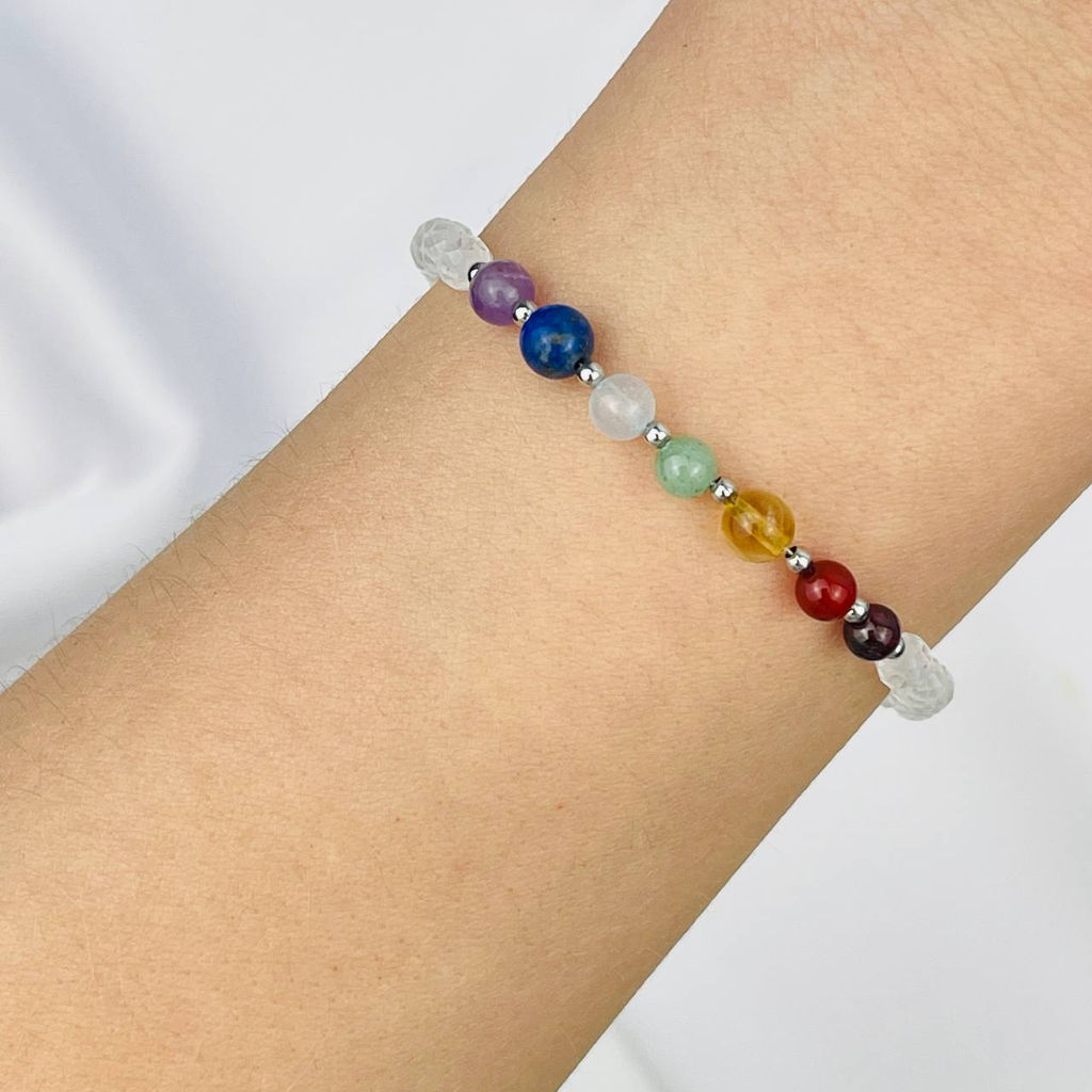 Браслет "7 чакр" из Горного Хрусталя и Самоцветов