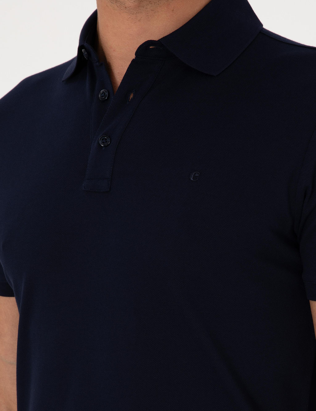 Lacivert Slim Fit %100 Pamuk Polo Yaka Basic T-shirt