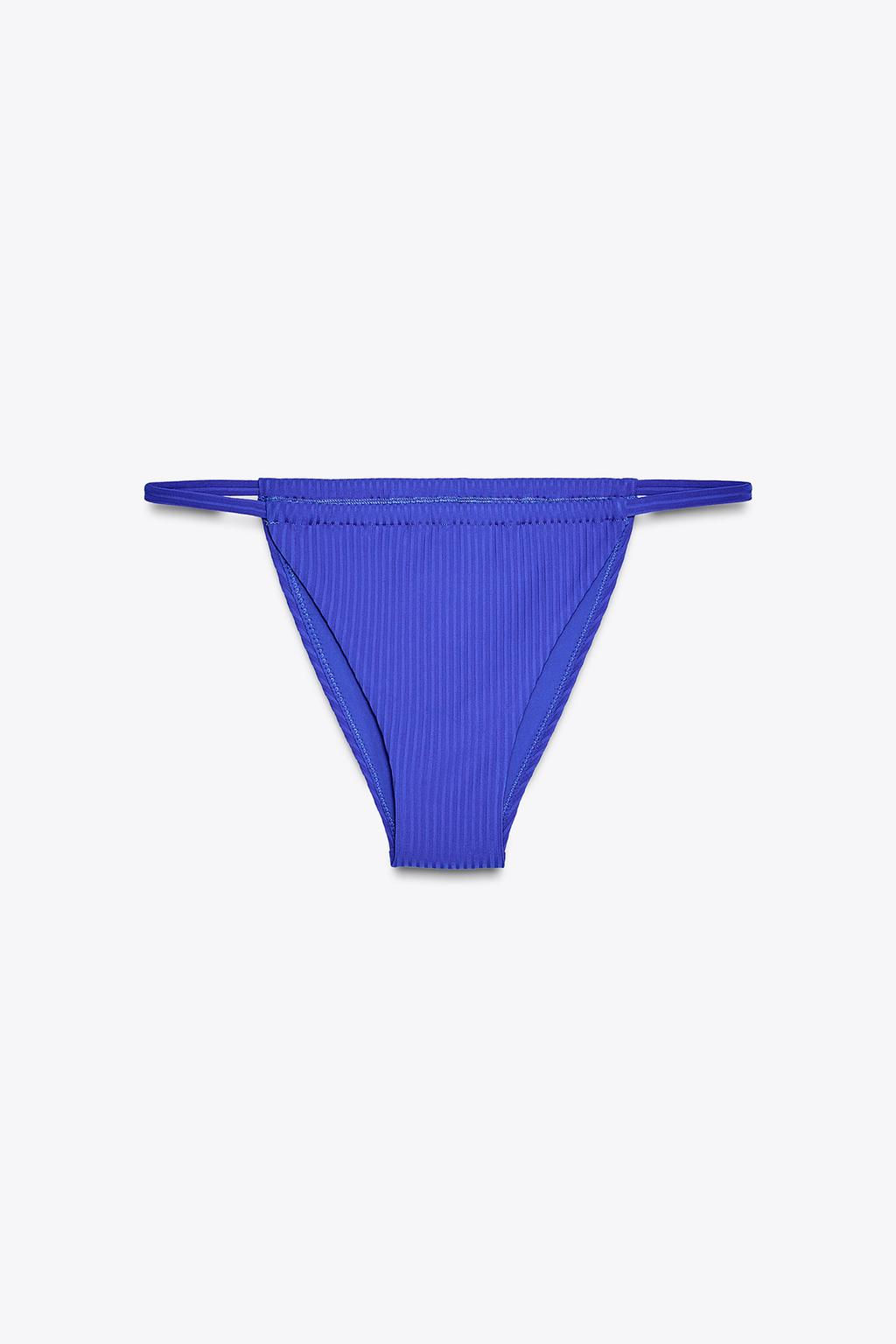 TIE-SIDE RIBBED BIKINI BOTTOMS - Zara фото 5