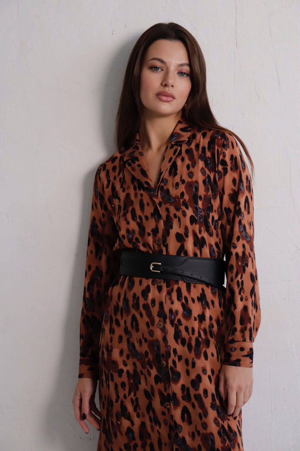 Платье-рубашка с английским воротником принт - Martichelli фото 255