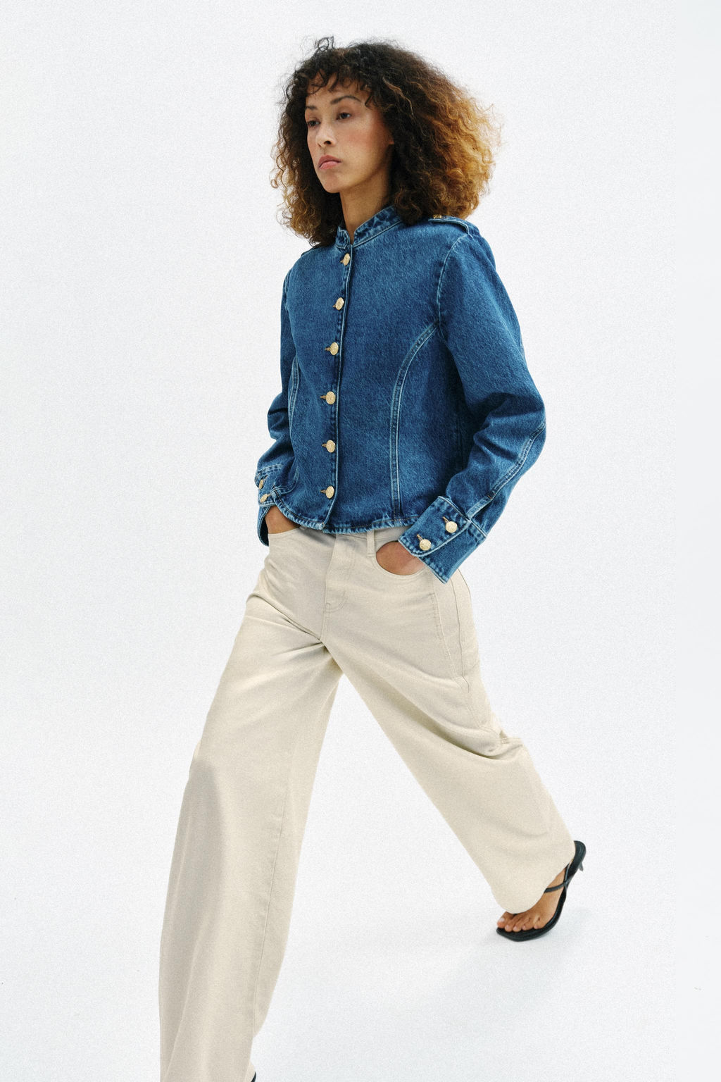 CHAQUETA Z1975 DENIM BOT?N DORADO / Azul medio - Zara фото 5