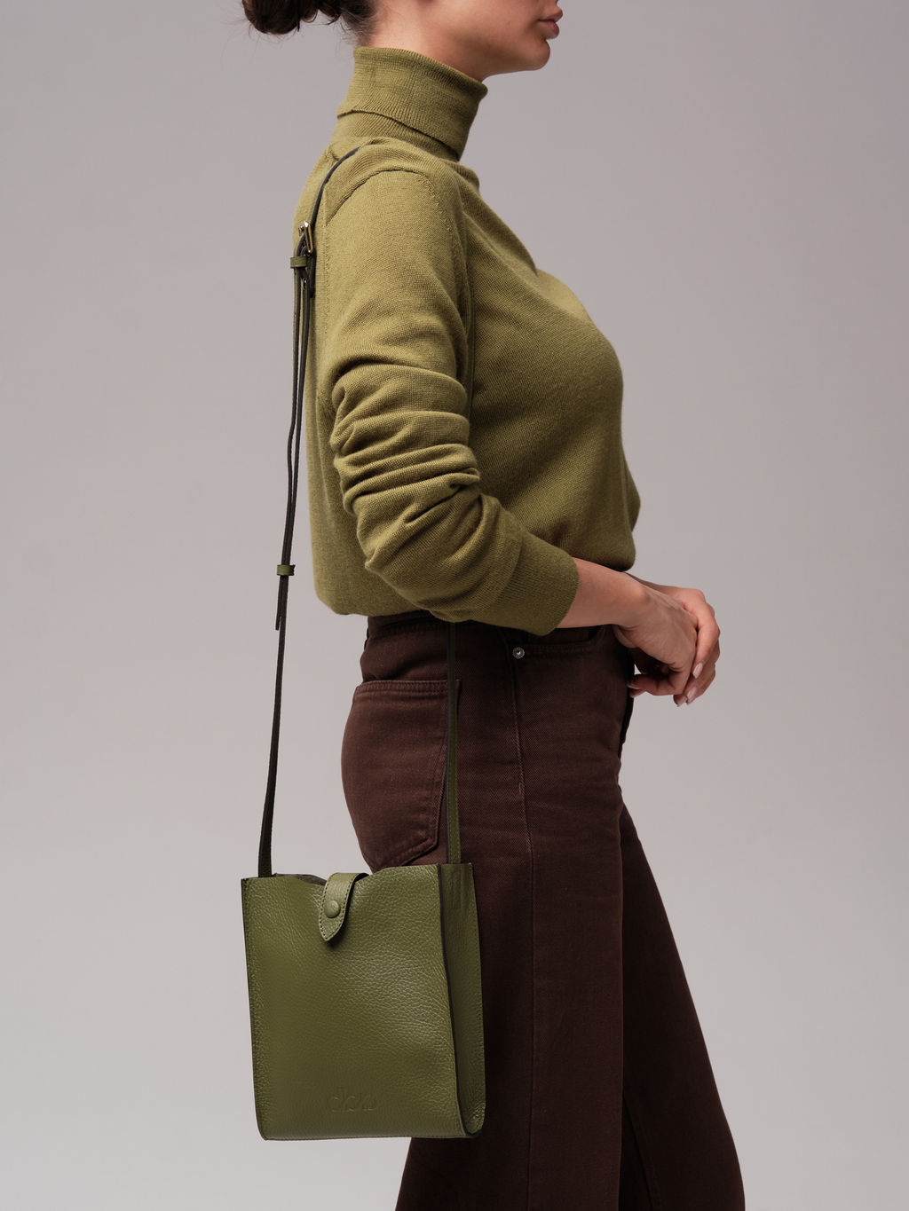 Кожаная сумка кросс-боди Leya DBR 30919 зеленая водоросль  фото 6