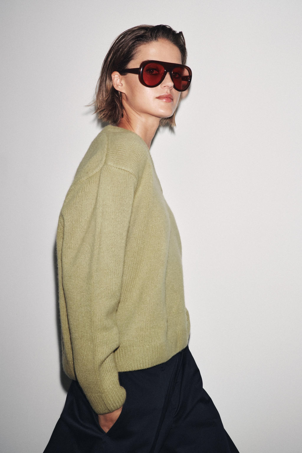 100% WOOL KNIT BASIC V-NECK SWEATER - Zara фото 2