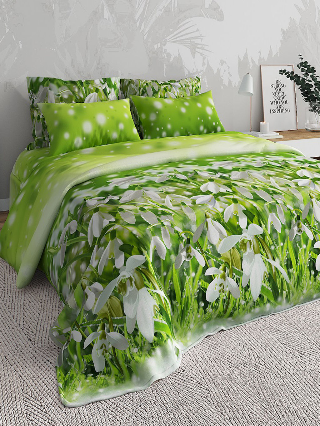 Постельное белье бязь премиум - Подснежники 1.5 сп. (нав.70х70)