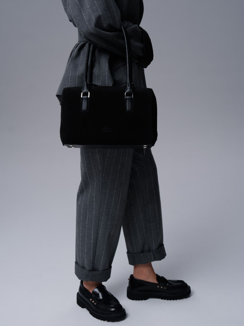 Замшевая сумка Cube DBR 31333 черный велюр  фото 7