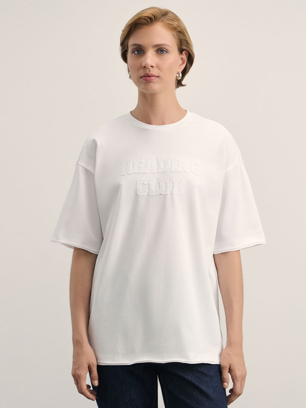 Футболка из хлопка с аппликацией / Zarina  фото 5