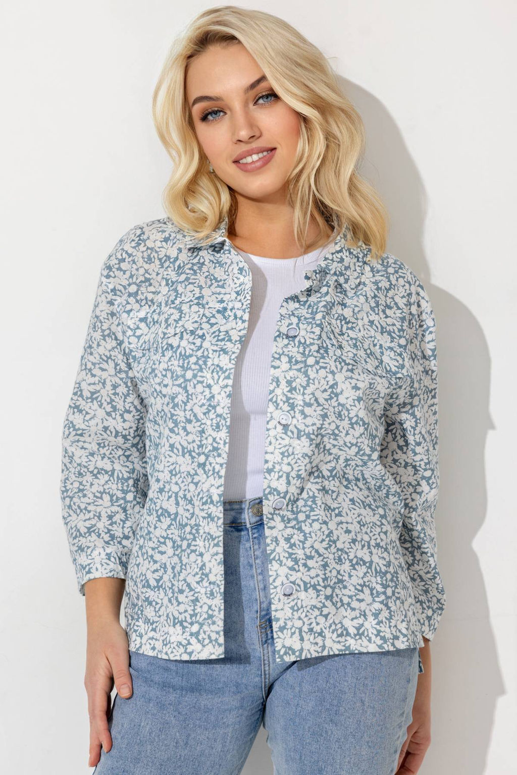 Жакет женский 4330/01/Голубой, белый - Rise фото 4
