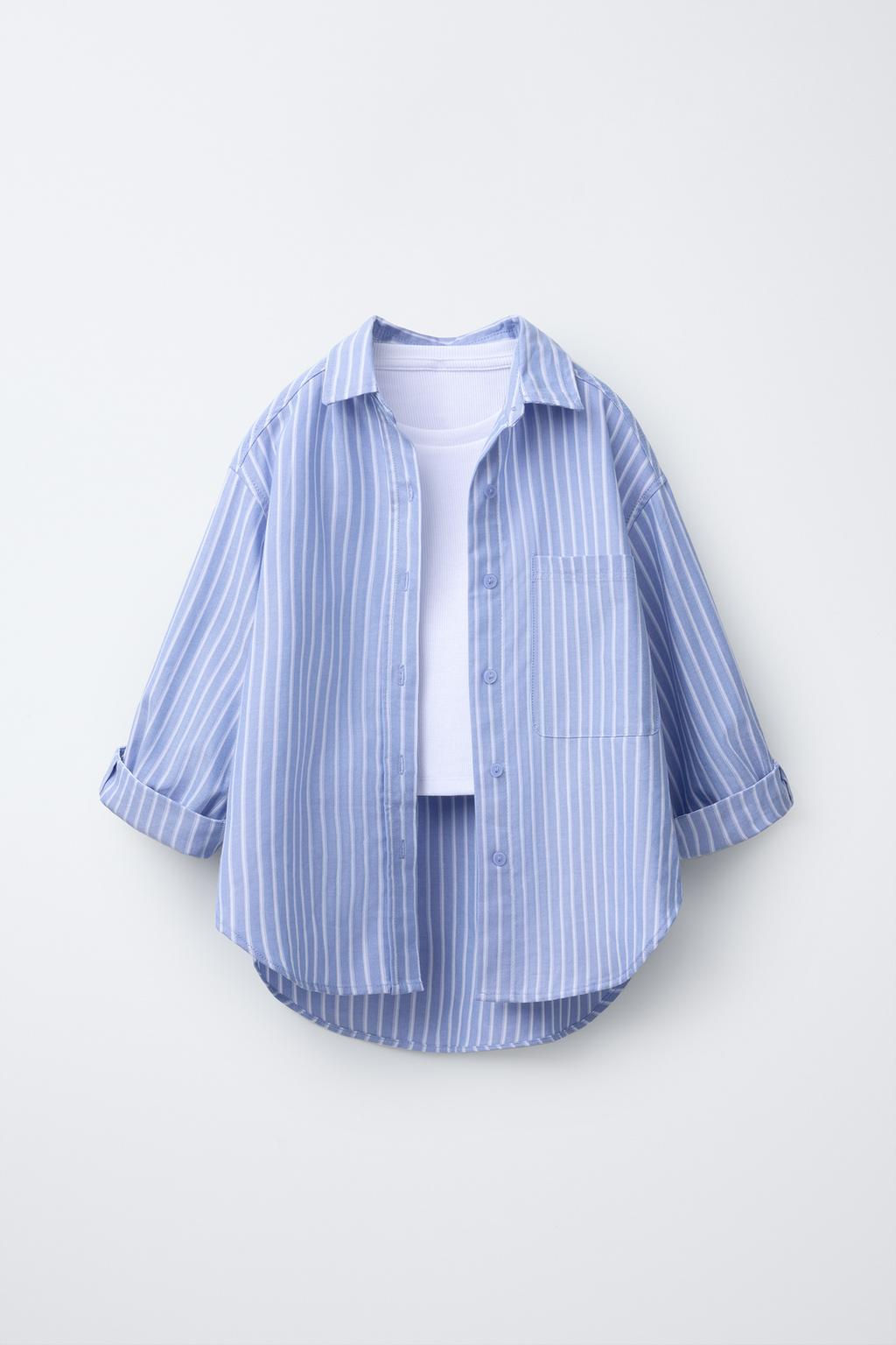 OXFORD SHIRT AND RIBBED T-SHIRT PACK - Zara фото 7