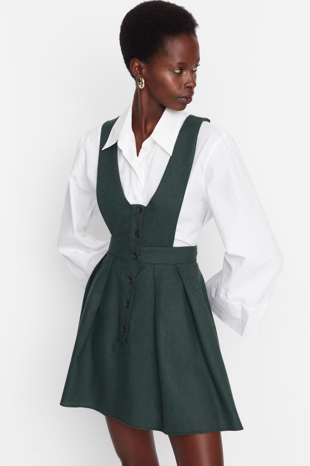 Trendyolmilla Haki Ask?l? Mini Dokuma Jile Elbise TWOAW21EL1163 фото 9