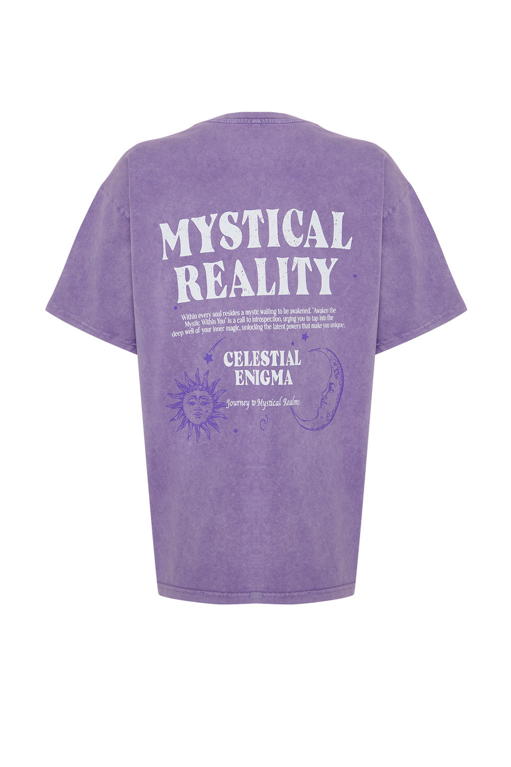 TRENDYOLMILLA Lila Oversize/Genis Kal?p Y?kamal? Slogan ve S?rt Bask?l? %100 Pamuk Orme T-Shirt TWOSS24TS00200 фото 8