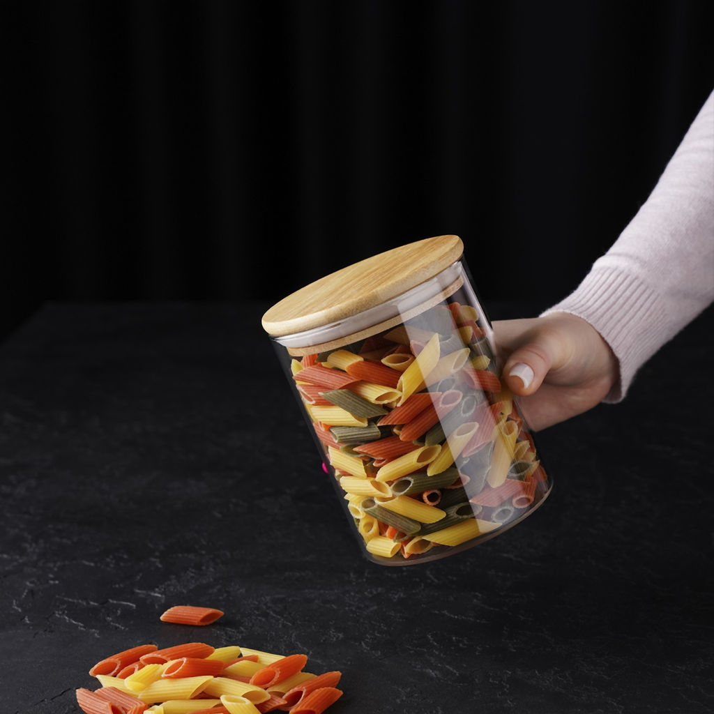 Банка для сыпучих Бамбуковая кр d95/10,5см 700мл S0209510B стекло арт.698770