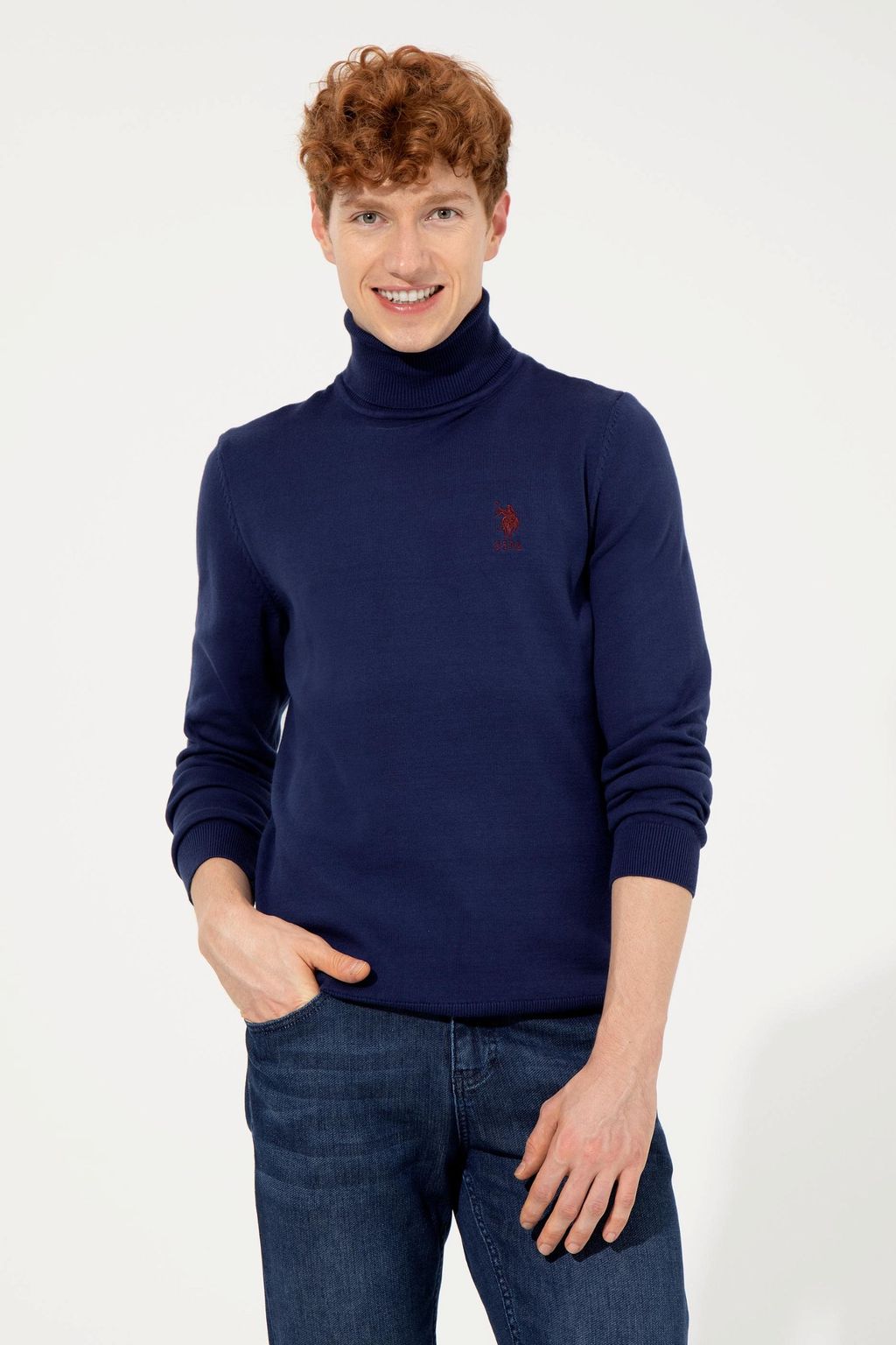 Мужской синий трикотажный свитер Basic - U.s. polo assn фото 2