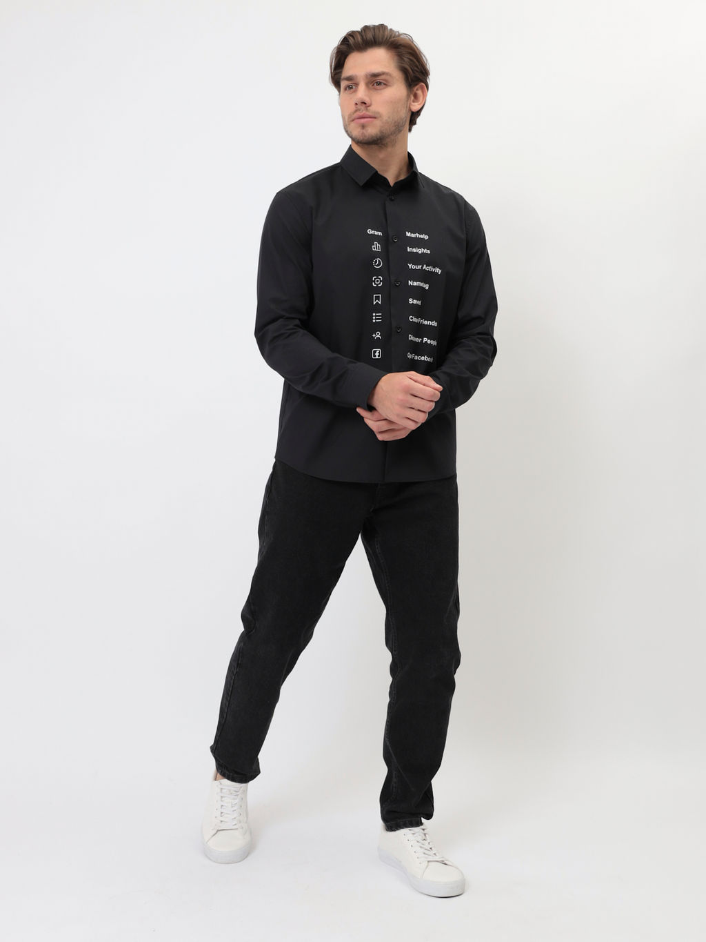 Сорочка мужская длинный рукав GREG 100/139/BLK/ZN/print  фото 4