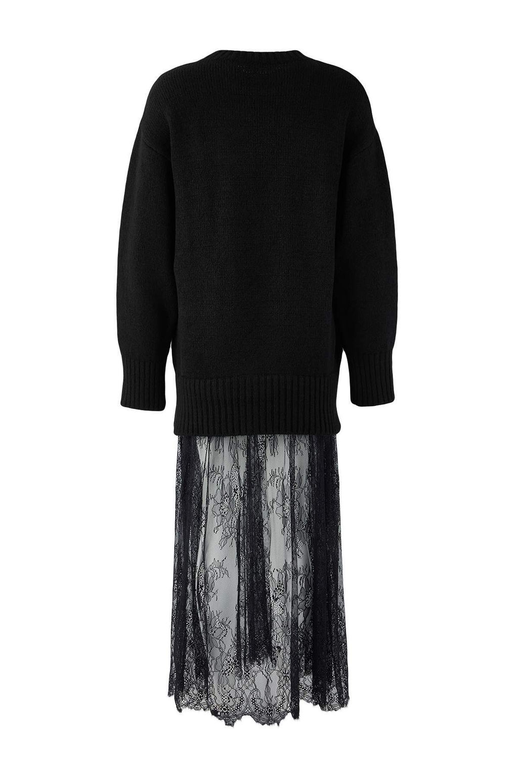 Siyah Duz Maxi Bisiklet Yaka Dantel Etekli Maxi Triko Elbise TWOAW26EL00323 - Trendyolmilla фото 8