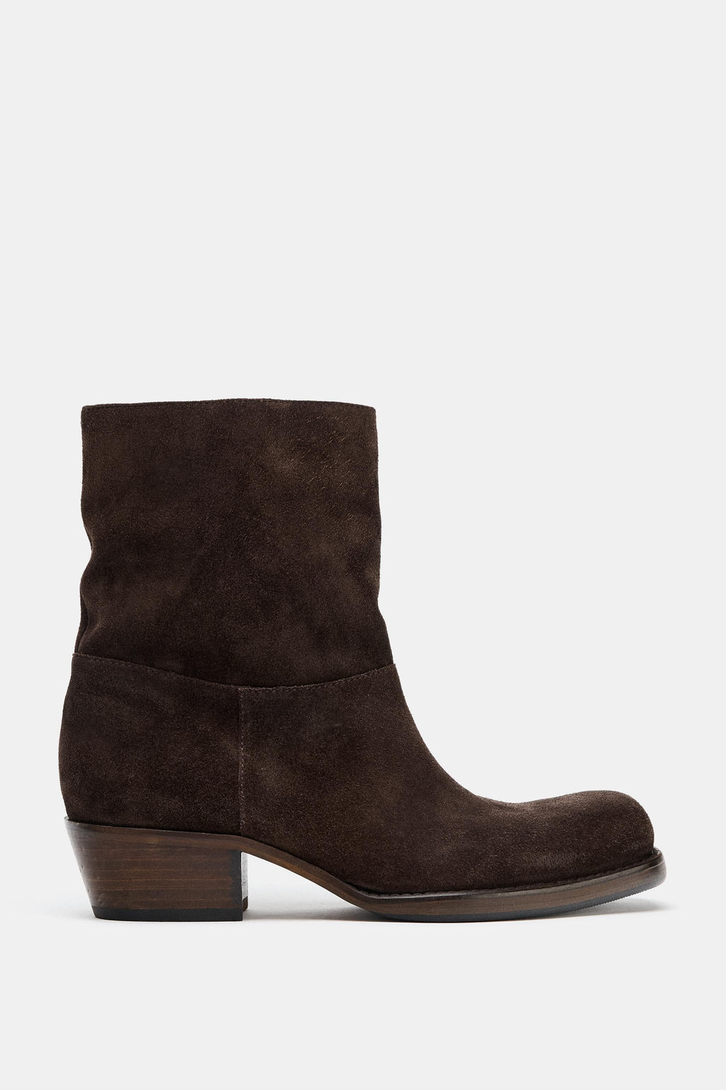 SPLIT SUEDE HEELED ANKLE BOOTS