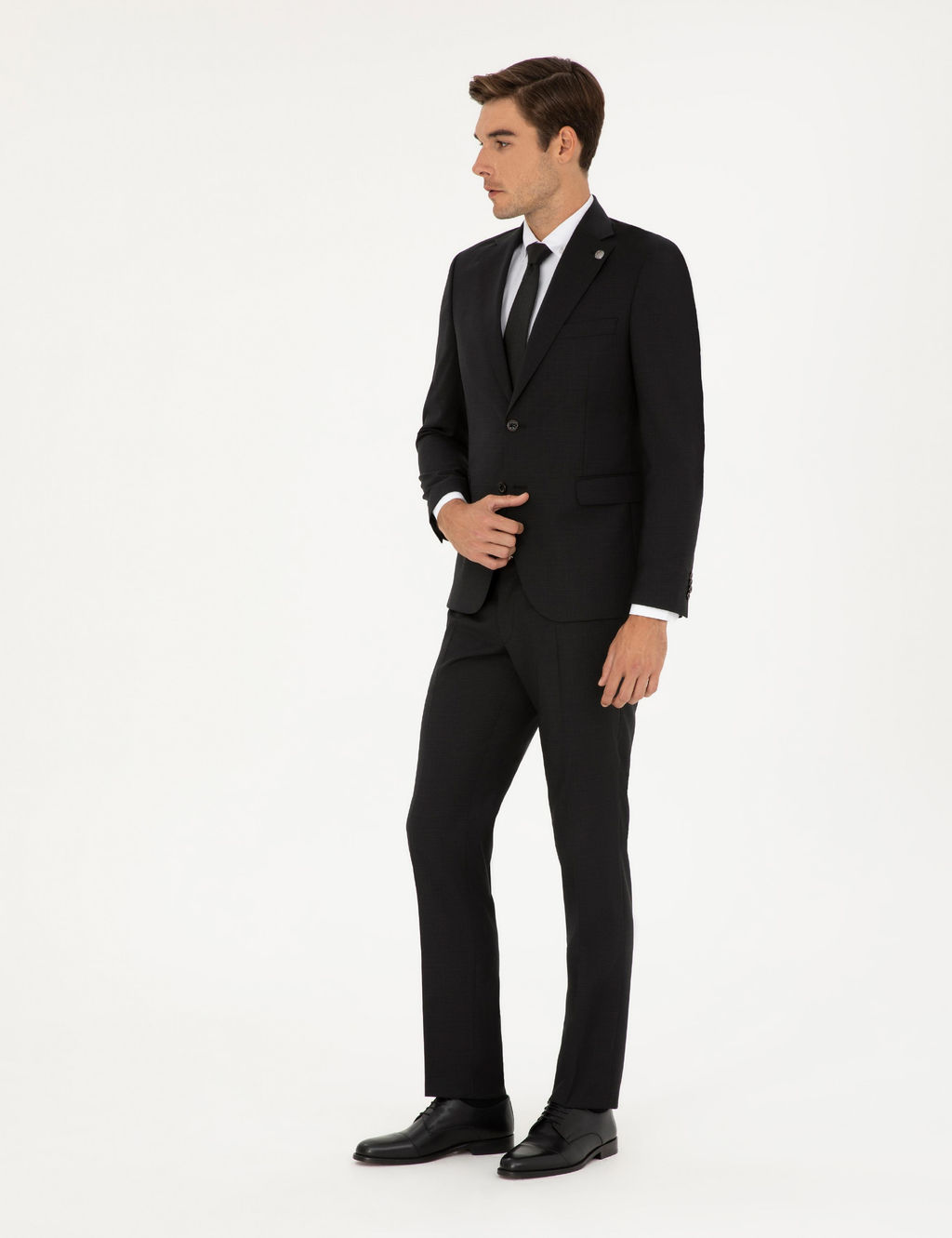 Siyah Slim Fit %100 Y_n Tak_m Elbise