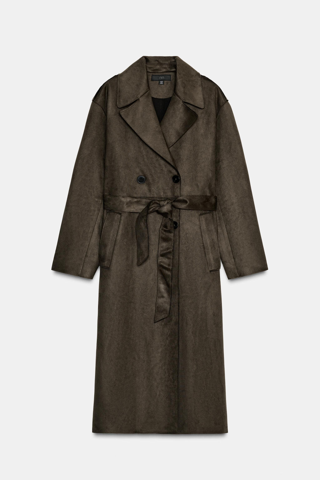 LONG FAUX SUEDE TRENCH COAT - Zara фото 9