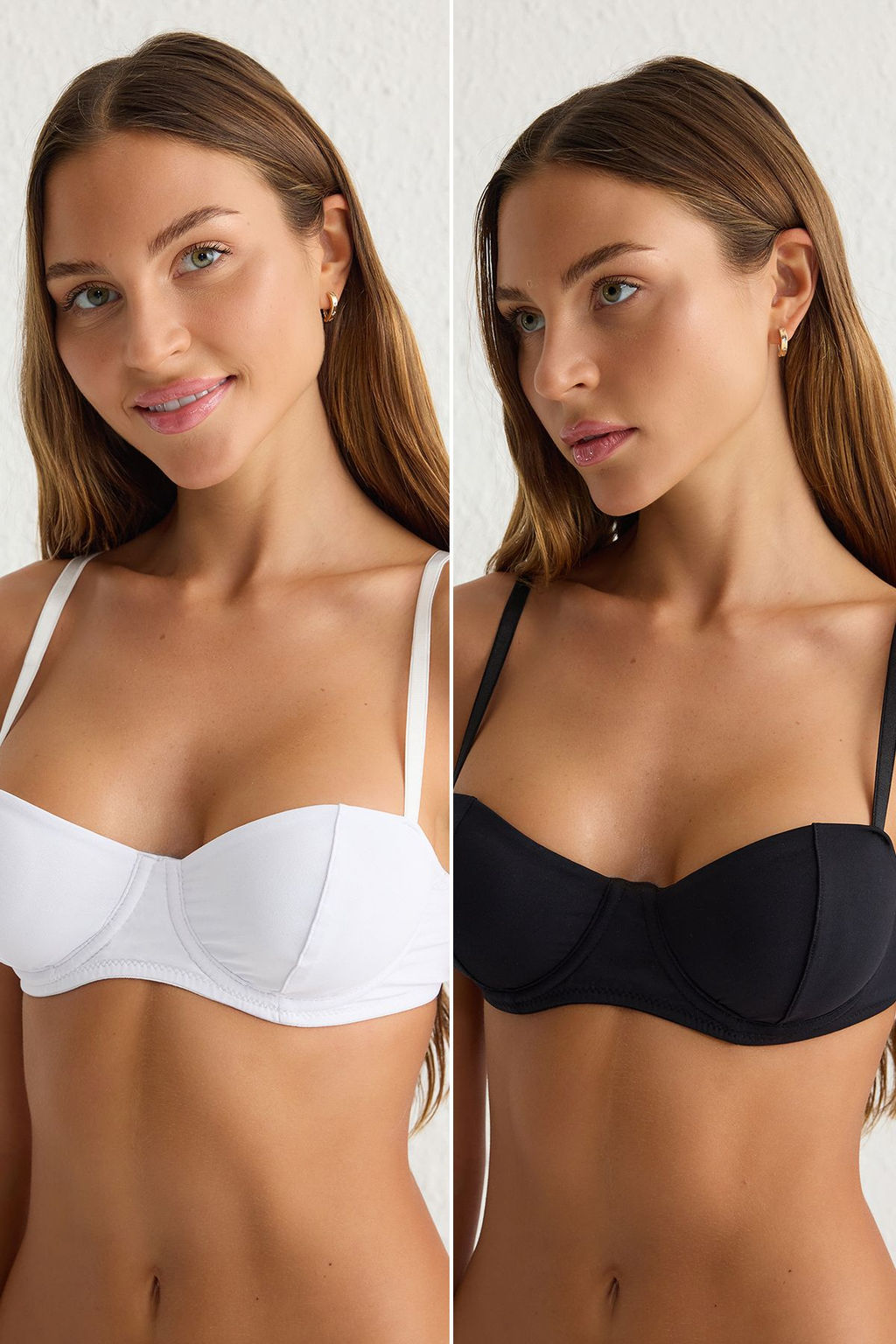 TRENDYOLMILLA Siyah-Beyaz 2li Paket Micro Kaps?z Wire Orme Sutyen THMSS25SU00015