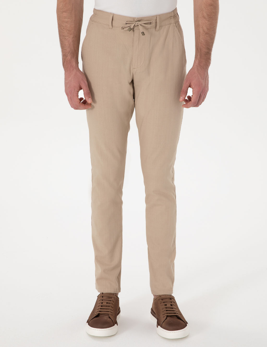 Bej Slim Fit Keten G_r_n_ml_ Kanvas Pantolon