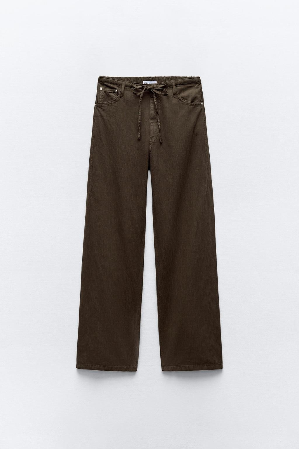 FLOWING DENIM-EFFECT TROUSERS - Zara фото 5