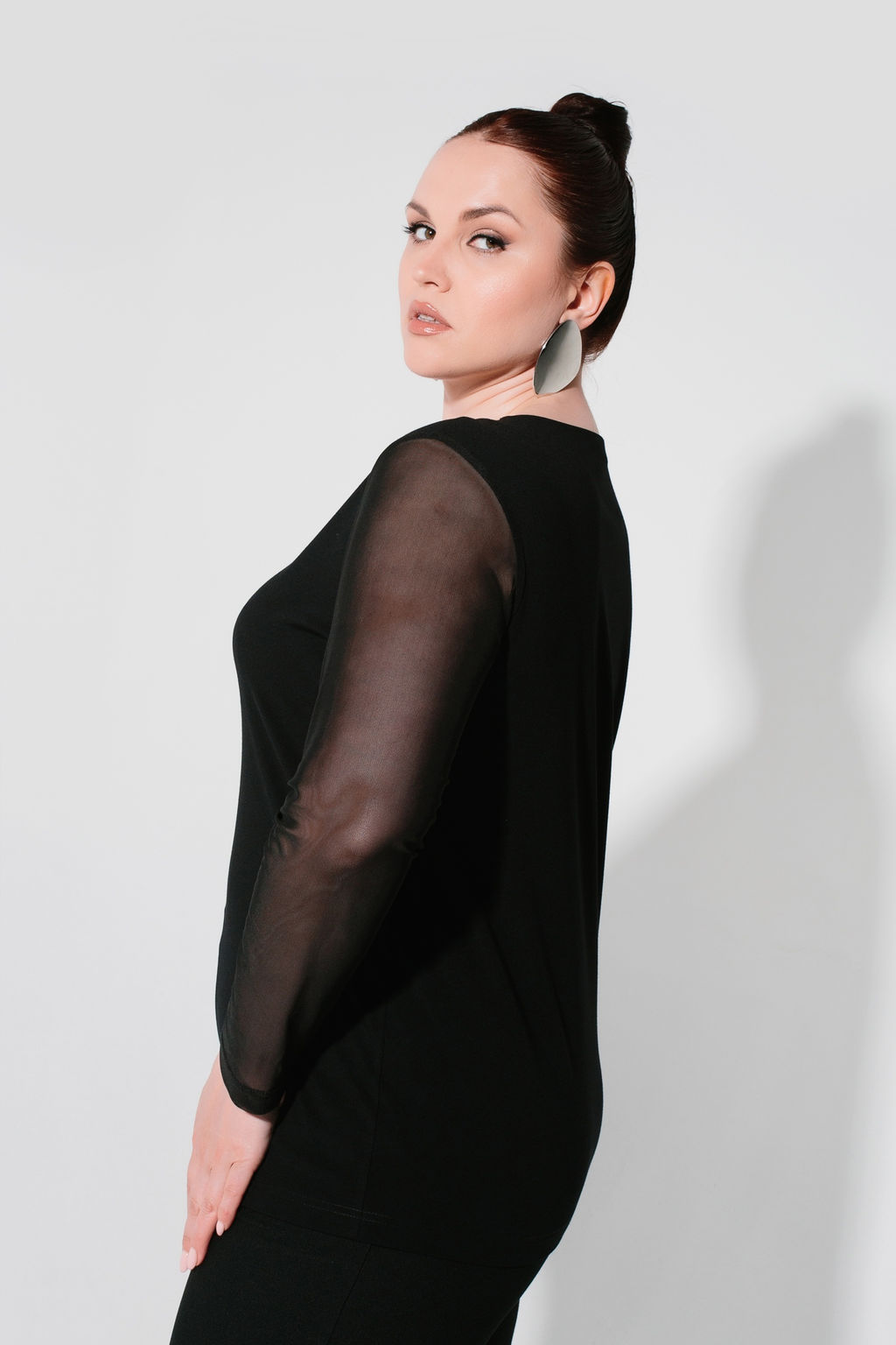 Сетка+ трикотажная вискоза лонгслив джемпер блуза