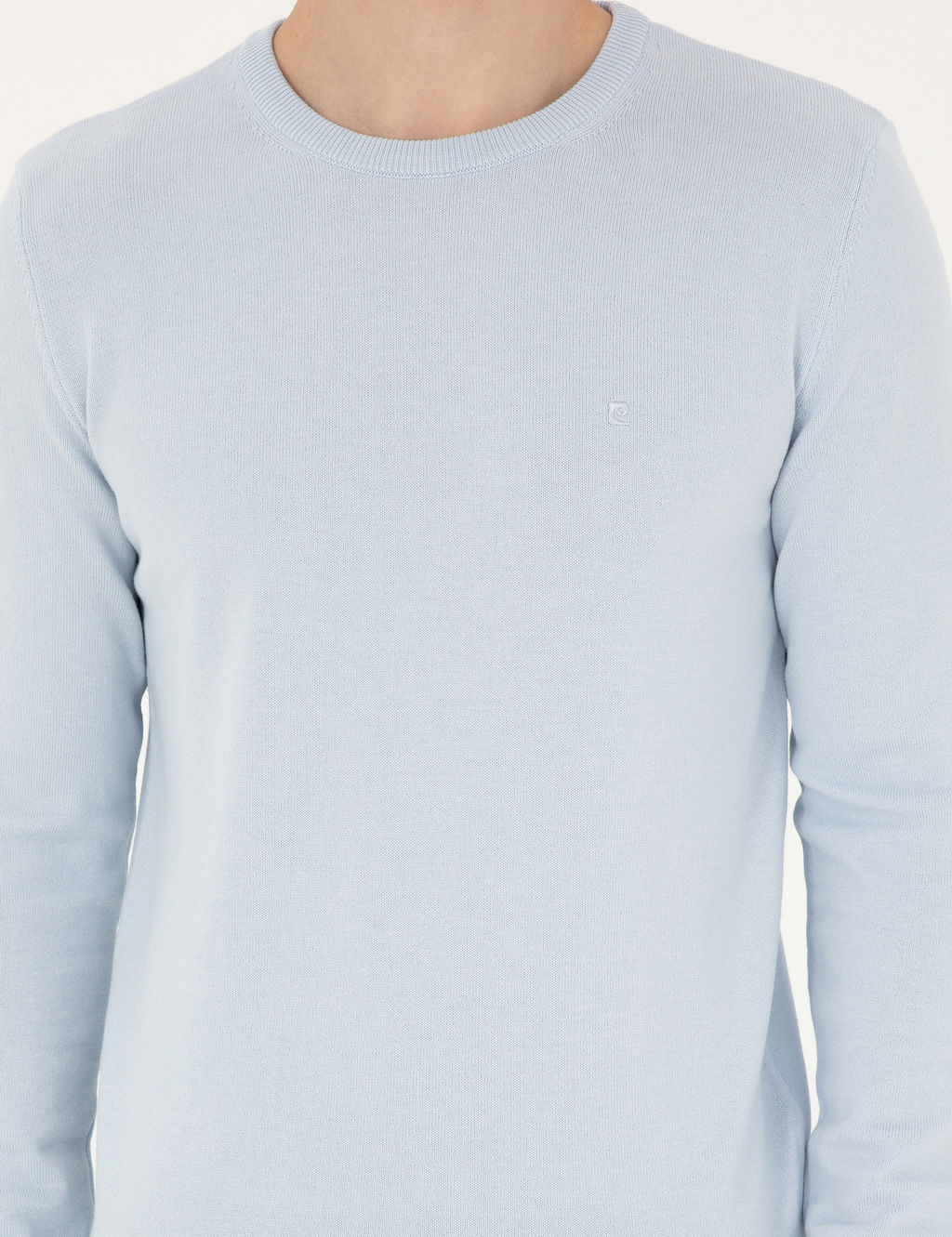 A__k Mavi Slim Fit Bisiklet Yaka Basic Triko Kazak